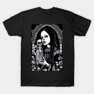 Wednesday Gothic Skulls and Roses T-Shirt